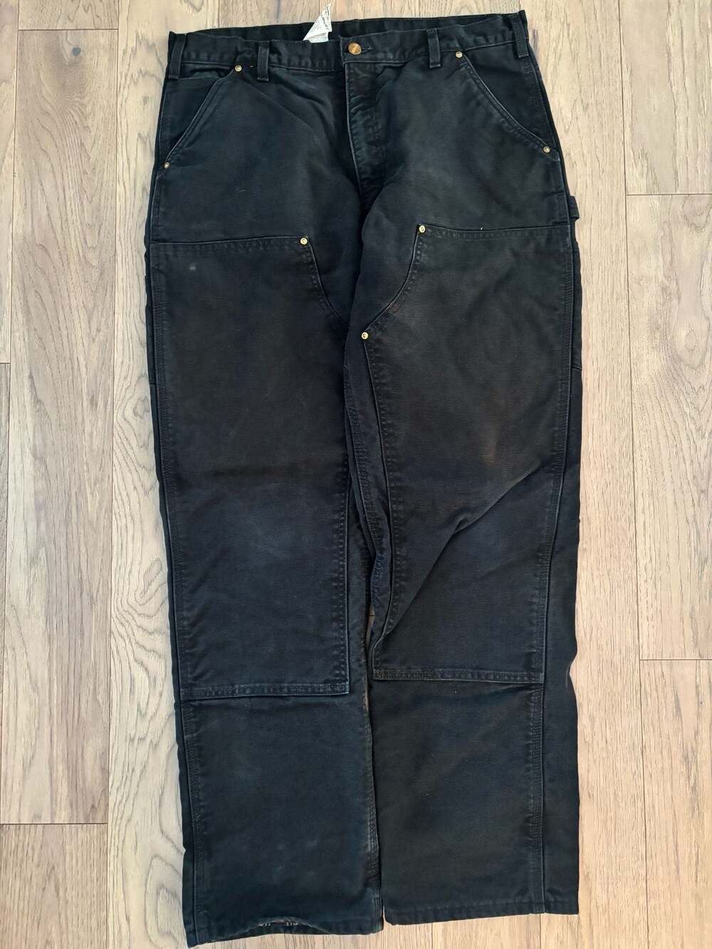 Carhartt Flannel-Lined Double Knee Black Carpenter Work Pants
